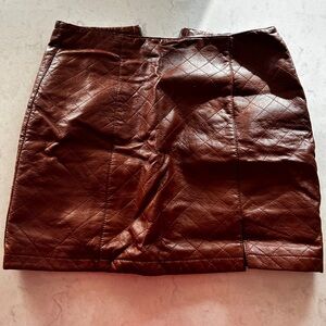 Brown leather skirt